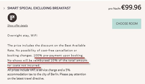 Booking Engine restrictive payment policy