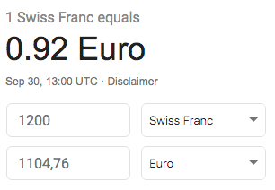 Swiss Francs to Euro